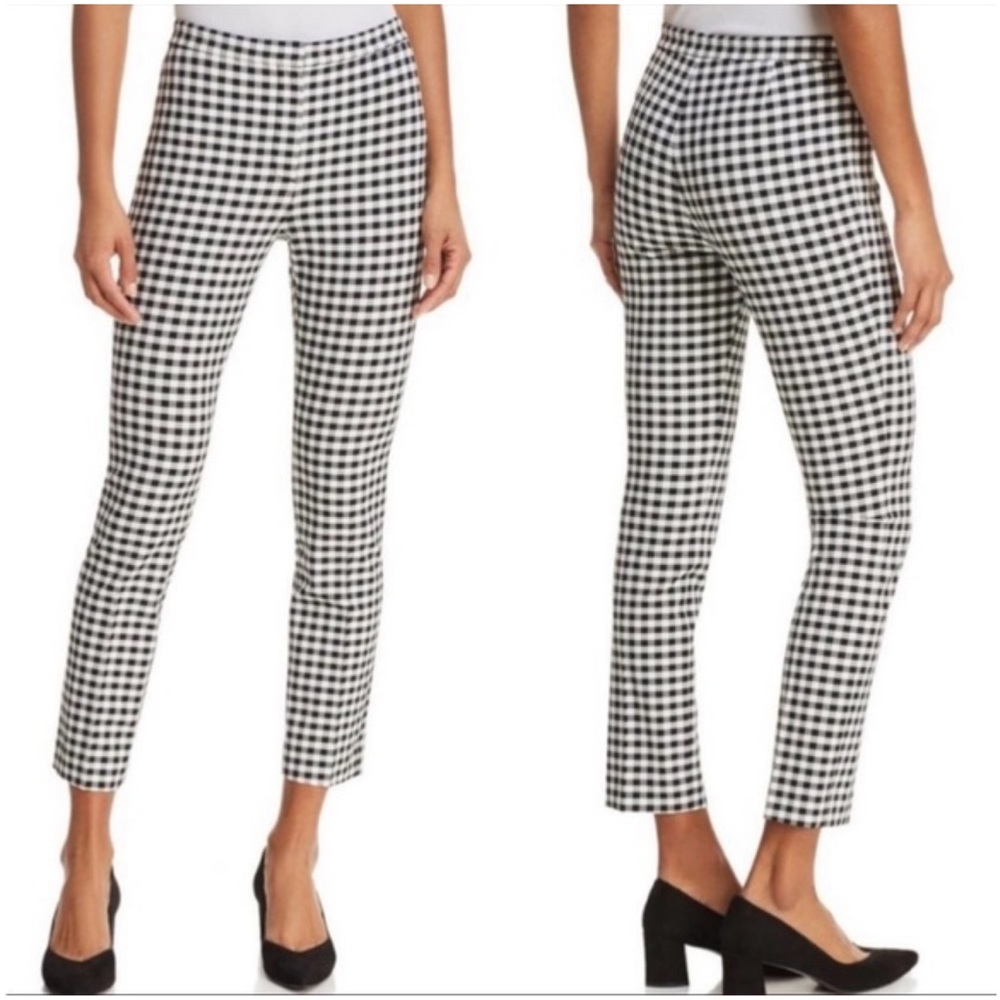 Theory Women's Black White‎ Gingham Check Cropped Pants Sz. 4